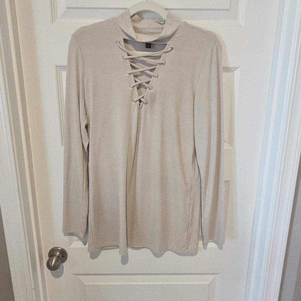 TORRID Elegant Cream Lace-Up Women's Top
